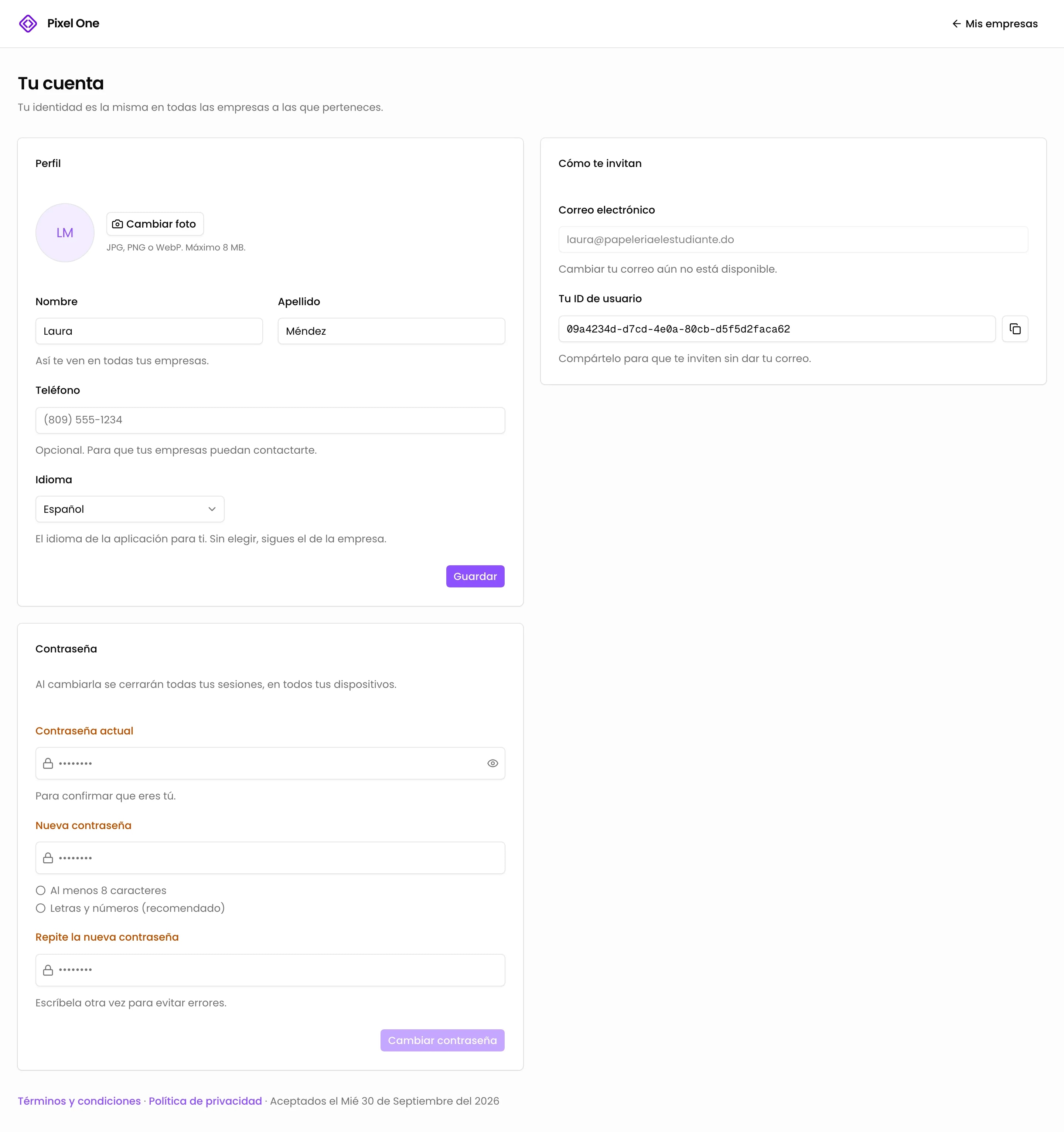 Tu cuenta: perfil, cómo te invitan y la contraseña