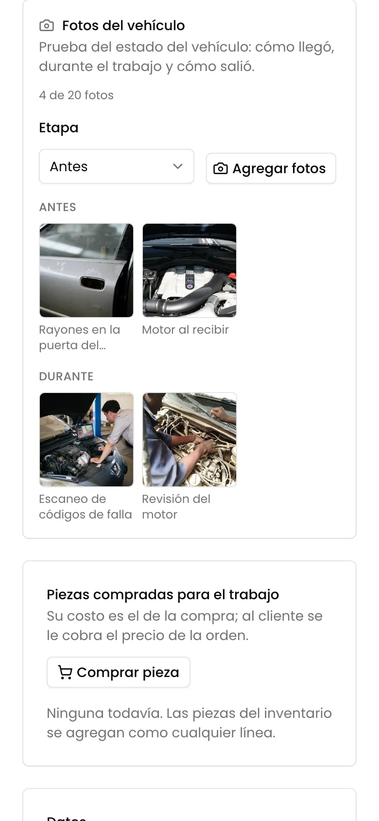 Tomando las fotos desde un celular junto al carro