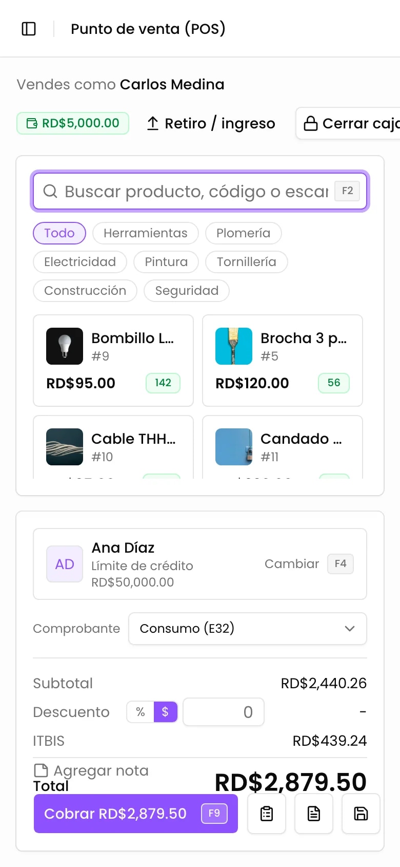 El punto de venta en un celular