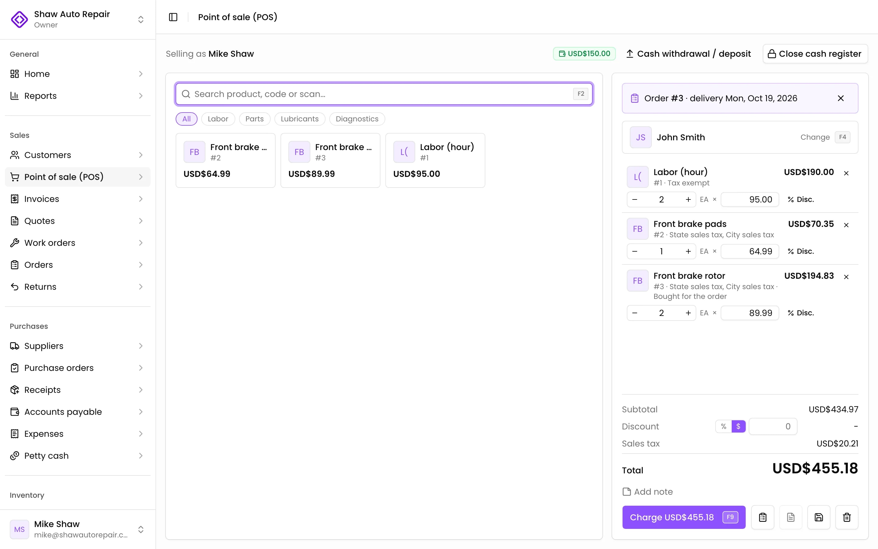 The pickup receipt scanned at the point of sale loads the order to deliver and invoice